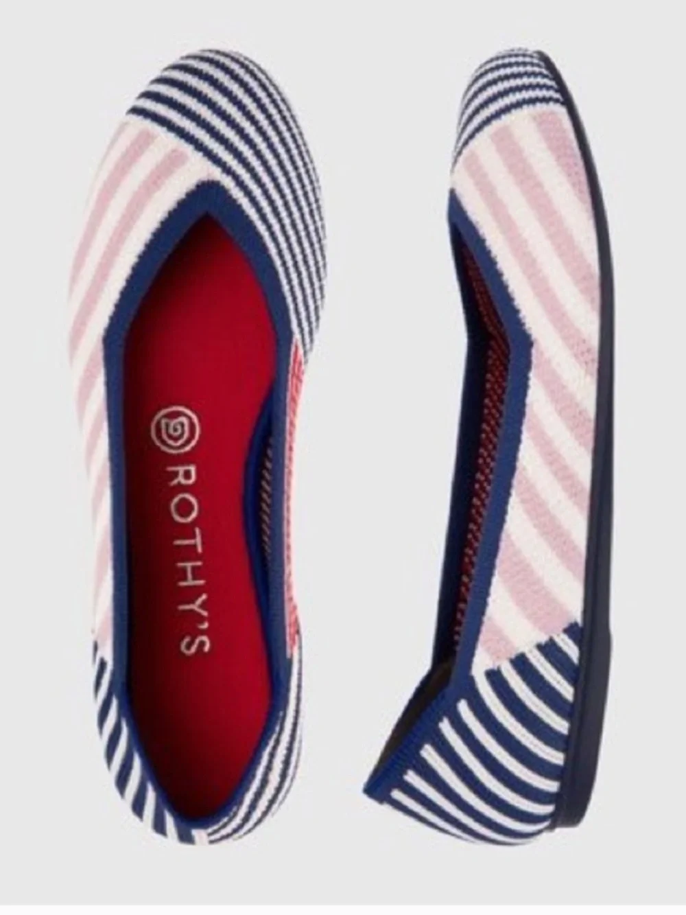 RARE Rothy's Retired Pink Mixed Stripe Flat US 7